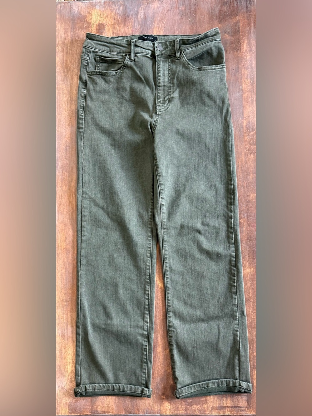 Well Worn Olive Green Cropped Jeans